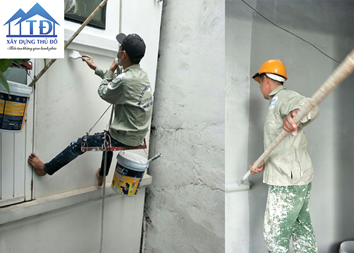 hình ảnh công nhân sơn sửa nhà trọn gói quận Tây Hồ Hà nội
